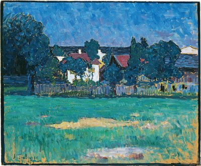 Paisaje de Wasserburg con casas y campo de Alexej von Jawlensky