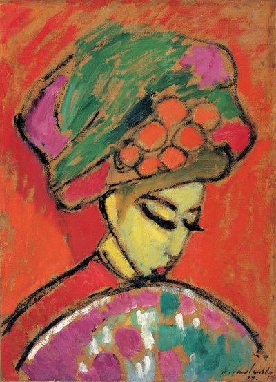 Niña con sombrero floreado, 1910 de Alexej von Jawlensky