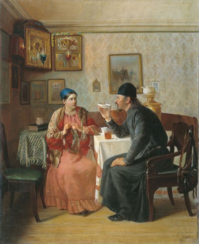 Bebiendo té, 1895 de Alexey Avvakumovich Naumov