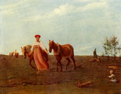 En el Campo Arado. Primavera, 1820s, 1965 de Alexey Venetsianov