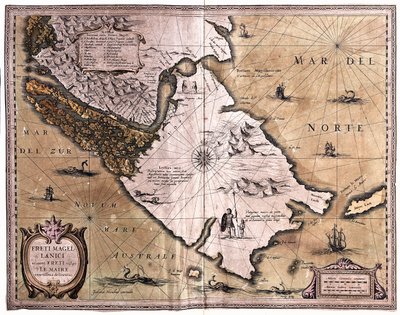 Estrecho de Magallanes, Tierra del Fuego, por A.H. Jaillot en 