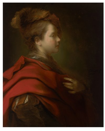 Retrato de un niño, de medio cuerpo, de perfil, disfrazado de Alexis Grimou