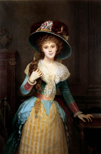 Retrato de mujer con sombrero grande de Alexis Joseph Perignon