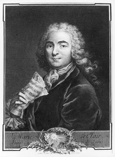 Retrato de Jean-Marie Leclair (1697-1764) el Mayor, grabado por Francois, 1741 (grabado) de Alexis Loir