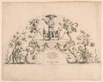 Placa de título de "Divers Desseins de grands Eventails, Ecrans, et autres Ornemens" de Alexis Loir