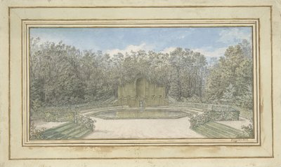 Vista de un cenador enrejado en un parque de Alexis Nicolas Pérignon (le vieux)