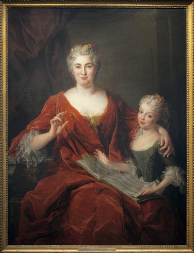 Madame de la Sablonnière y su hija. Pintura de Alexis Simon Belle (1674-1734), óleo sobre lienzo de Alexis Simon Belle