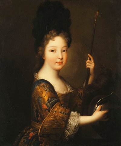 Retrato de una niña, medio cuerpo, como Minerva de Alexis Simon Belle