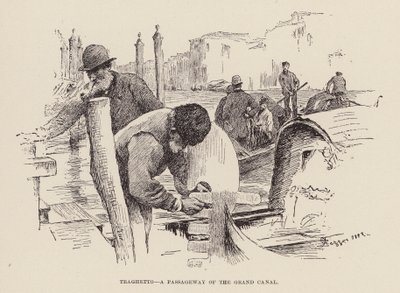 Traghetto, Un pasaje del Gran Canal (grabado) de Alezzandro Zezzos