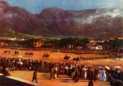 Reunión de la Guardia de Ciudad del Cabo en el campo de desfile, Ciudad del Cabo, 12 de enero de 1901 de Alf S Hosking