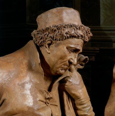 José de Arimatea, detalle de Lamentación de Cristo, en la capilla del Beato Aldrovandi de Alfonso Lombardi