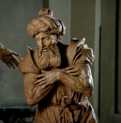 Nicodemo, detalle de Lamentación de Cristo, en la Capilla del Beato Aldrovandi de Alfonso Lombardi