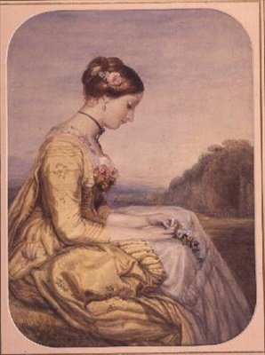 Dama Sentada en un Vestido Amarillo de Alfred Edward Chalon