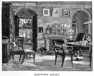 Estudio de Darwin de Charles Darwin, su vida y obra, pub. 1891 de Alfred (after) Parsons