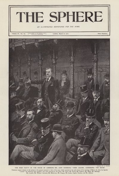 El parlamentario irlandés John Redmond dirigiéndose a la Cámara de los Comunes de Alfred (after) Pearse