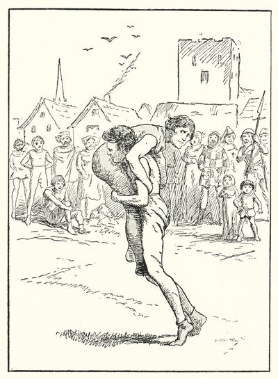 Merrie England: Un combate de lucha libre (litografía) de Alfred (after) Pearse
