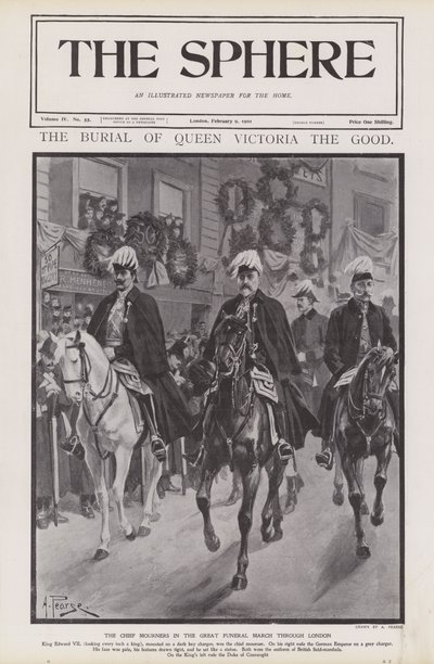 Los principales dolientes en la procesión fúnebre de la Reina Victoria por Londres de Alfred (after) Pearse