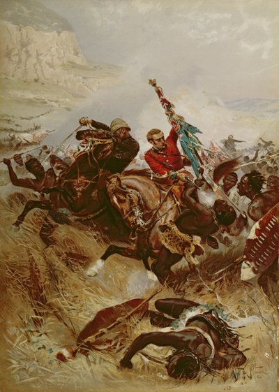 Los tenientes Nelville y Coghill salvando los colores, 1881 de Alfred A.B. de Neauville