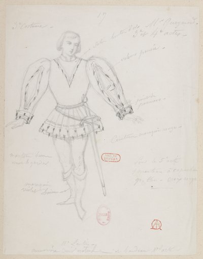 Halévy - La magicienne - modelos de vestuario de Alfred Albert - 17 (Réné), M. Gueymard, 3er vestuario, 3er y 4º actos de Alfred Albert