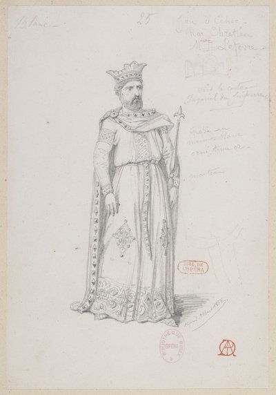 Halévy - La magicienne - modelos de trajes de Alfred Albert - 25. Partida de ajedrez, rey cristiano, M. Lefèvre de Alfred Albert