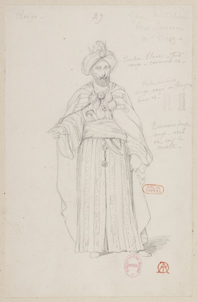 Halévy - La magicienne - modelos de vestuario de Alfred Albert - 29. Partida de ajedrez, rey sarraceno. M. Bion de Alfred Albert