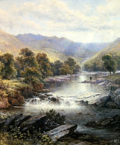 Un pescador en un valle fluvial de Alfred Augustus (after) Glendening
