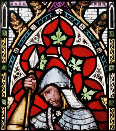 Un soldado escuchando a Juan el Bautista predicando (detalle de la ventana este) de Alfred Bell