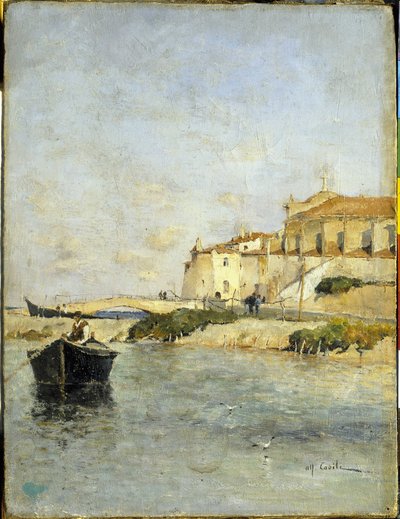 El pueblo de pescadores. Pintura de Alfred Casile (1848-1909). Limoux, Museo Petiet. de Alfred Casile