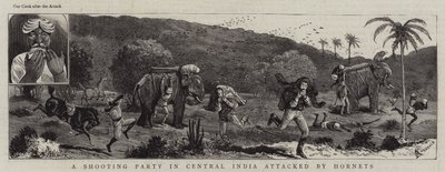 Una partida de caza en el centro de la India atacada por avispas de Alfred Chantrey Corbould