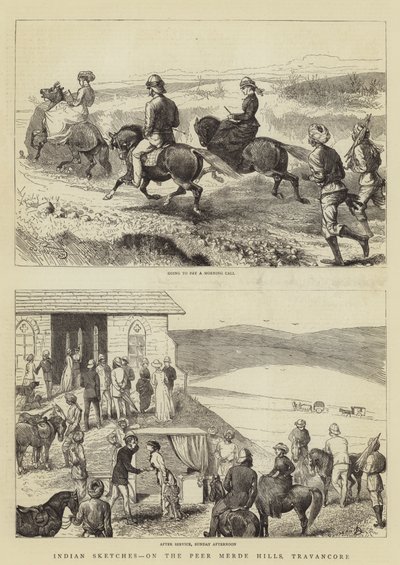 Bocetos indios, en las colinas Peer Merde, Travancore de Alfred Chantrey Corbould