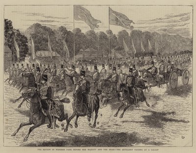 La Revista en el Parque de Windsor ante Su Majestad y el Shah, la Artillería pasando al Galope de Alfred Chantrey Corbould