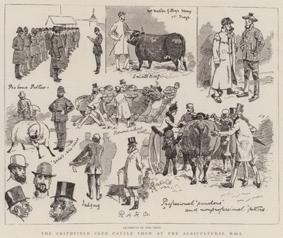 Exposición de ganado del Club Smithfield en el Salón Agrícola de Alfred Chantrey Corbould