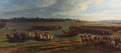 Revisión de la división de caballería de la Guardia de Longchamp por Napoleón III y Francisco José I de Austria, 25 de octubre de 1867 de Alfred Charles Ferdinand Decaen