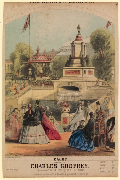 Galop. Mostrando el jardín de la Sociedad Real de Horticultura creado para coincidir con la Exposición de 1862 de Alfred Concanen