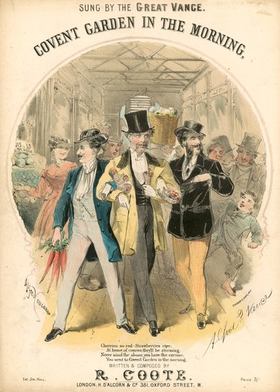 Partitura musical: Covent Garden en la mañana de Alfred Concanen