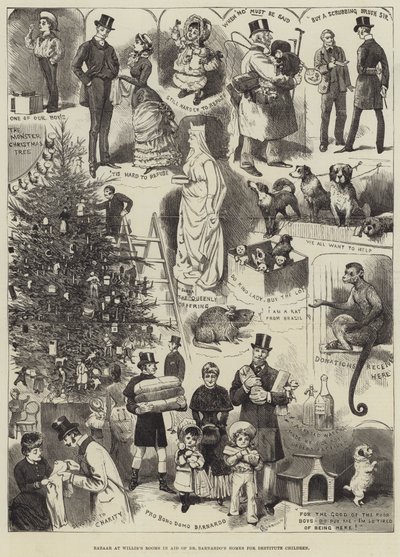 Bazar en las habitaciones de Willis en ayuda de los hogares para niños desamparados de Dr Barnardo de Alfred Courbould