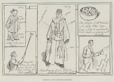 Bocetos en la Exposición de Invenciones de Alfred Courbould