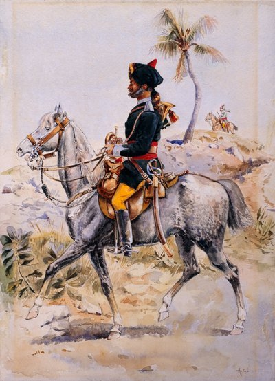 Trompetero montado, 34º Caballería de Poona del Príncipe Alberto Víctor, c. 1908 de Alfred Crowdy Lovett