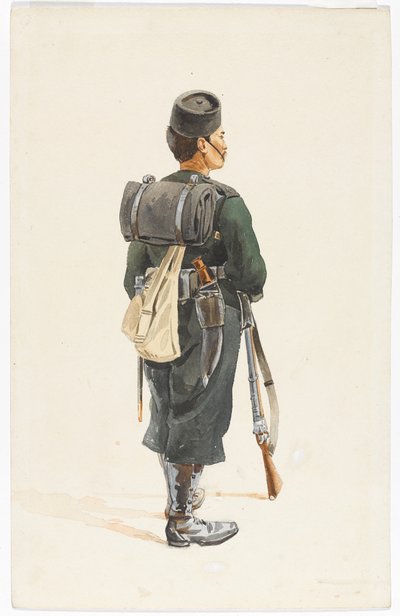 Fusilero del 4º Regimiento Gurkha en orden de marcha, 1890 de Alfred Crowdy Lovett