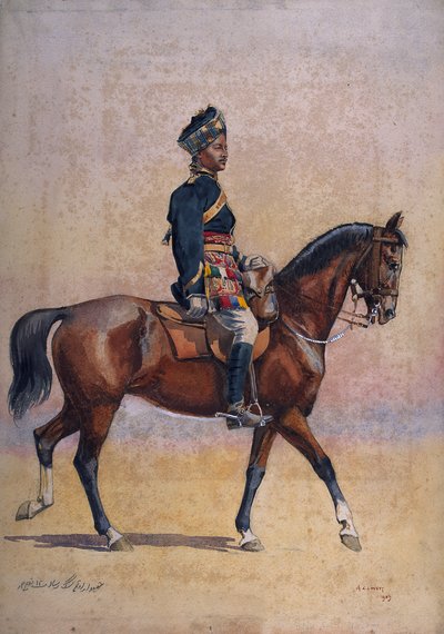 Soldado de la 12ª Caballería, Jemadar, Dogra, ilustración para 