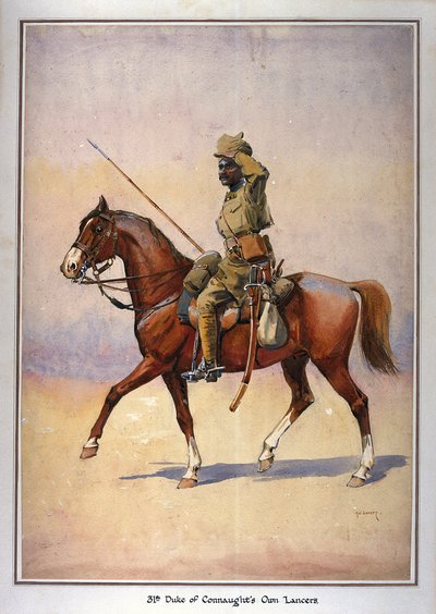 Soldado del 31º Lanceros del Duque de Connaught, Daffadar, Dekhani Mahratta, ilustración para 