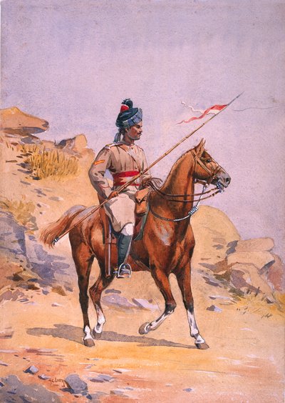 Soldado del 38º Príncipe de Gales de la India Central, Lance Dafadar Gakbar (Musalman Punjabi) ilustración para 