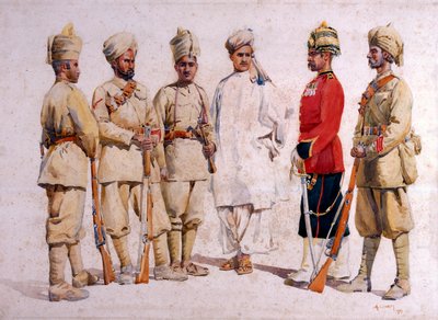 Soldados del 19º Punjabis Afridi de Tirah, ilustración para 
