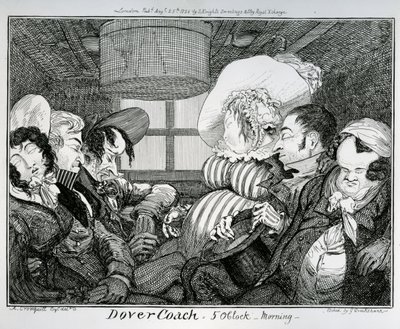 Dover Coach, 5 de la mañana, grabado por George Cruikshank, 1826 de Alfred Crowquill