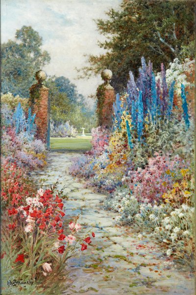 La frontera herbácea (óleo sobre lienzo) de Alfred De Junior Breanski