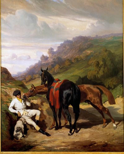 Joven blanco y sus caballos. Pintura de Alfred De Dreux (1810-1860). Siglo XIX. Colección privada de Alfred Dedreux