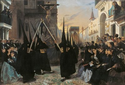 Procesión por la calle Génova - Dehodencq, Alfred (1822-1882) - 1851 - Óleo sobre lienzo - 112x162 - Museo Carmen Thyssen, Málaga de Alfred Dehodencq