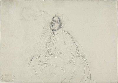 Mujer sentada y esbozo de figura inclinada de Alfred Dehodencq