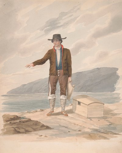 Hombre de pie en la orilla del mar - Hierro de Alfred Diston