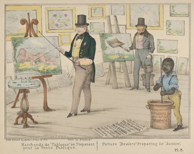 Viva Francia, Marchands de Tableaux se Preparant pour la Vente Publique, 1840 de Alfred E. Baker